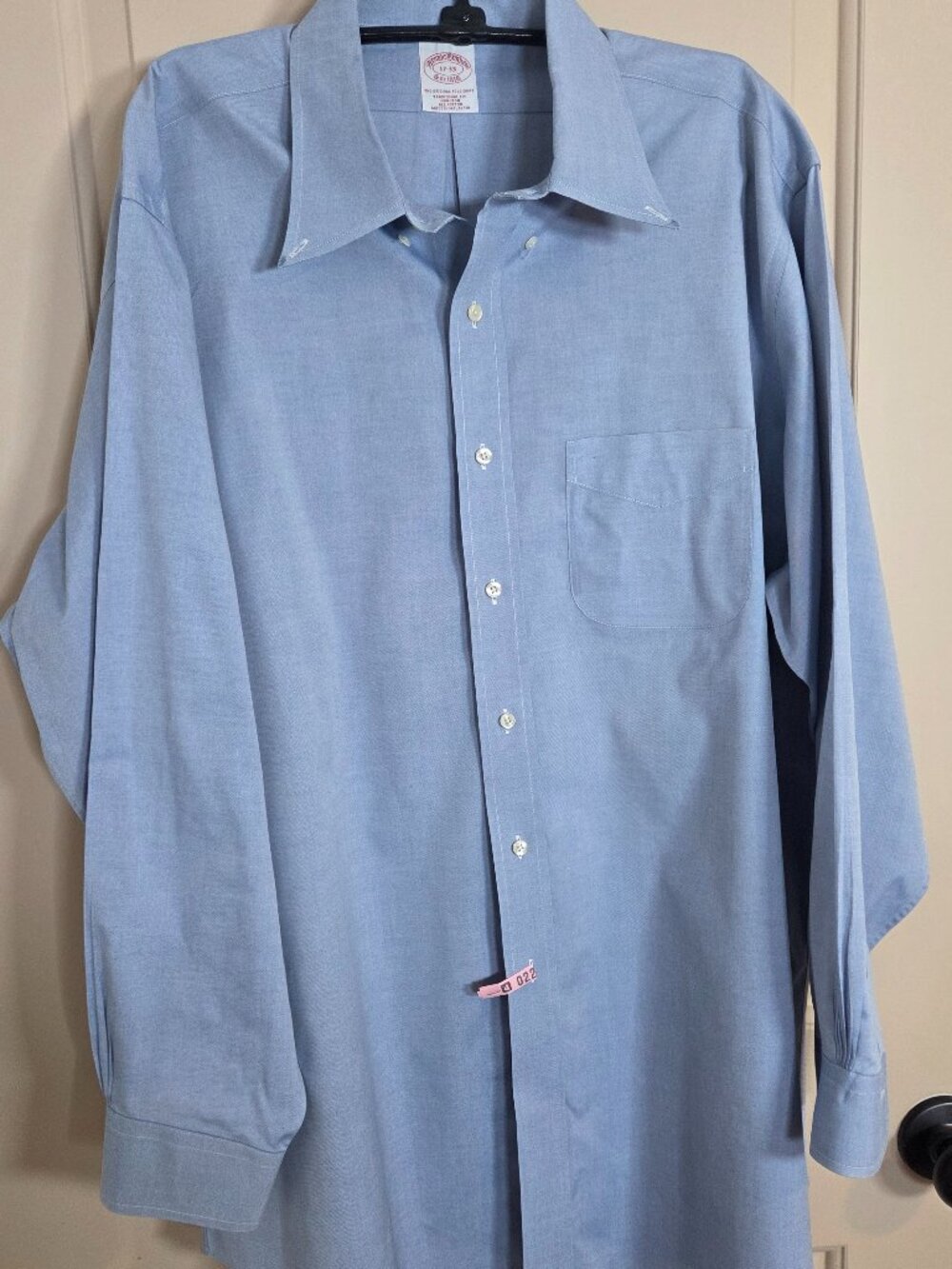 Brooks Brothers Button Down Dress Shirt Blue Size 17/33 Non-Iron All Cotton
